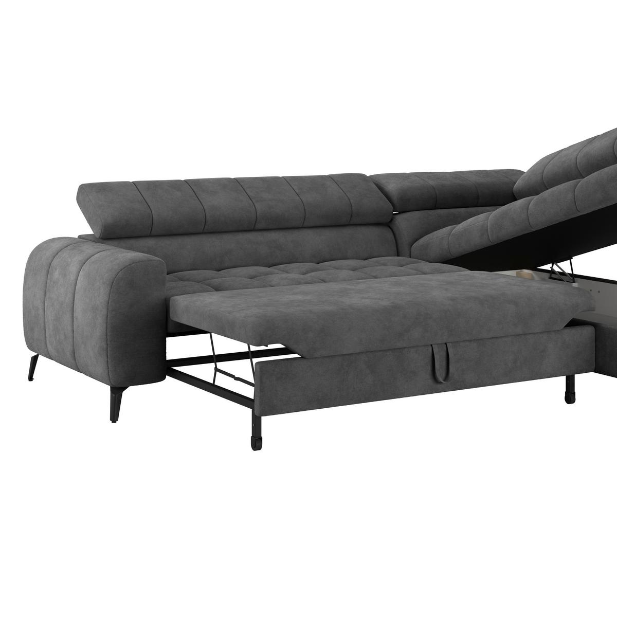 Ecksofa Volf rechts new dunkelgrau, S: 261x203 cm - Dunkelgrau/Schwarz, Trend, Kunststoff/Textil (261/203cm)