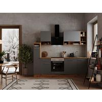 Küchenzeile mit Geräten B: 250 cm Eiche Dekor/Grau - Eichefarben/Grau, Basics, Holzwerkstoff (250cm) - Respekta
