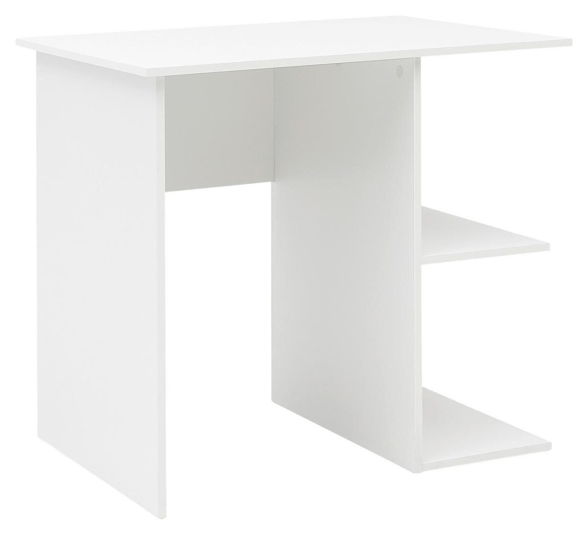 Computertisch mit Ablagefächer B 82cm H 76cm Weiß - Weiß, KONVENTIONELL, Holzwerkstoff (82/60/76cm) - MID.YOU