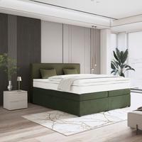 Boxspringbett Mit Topper & Bettkasten 160x200 Rossa - Schwarz/Grün, MODERN, Holzwerkstoff/Textil (160/200cm)