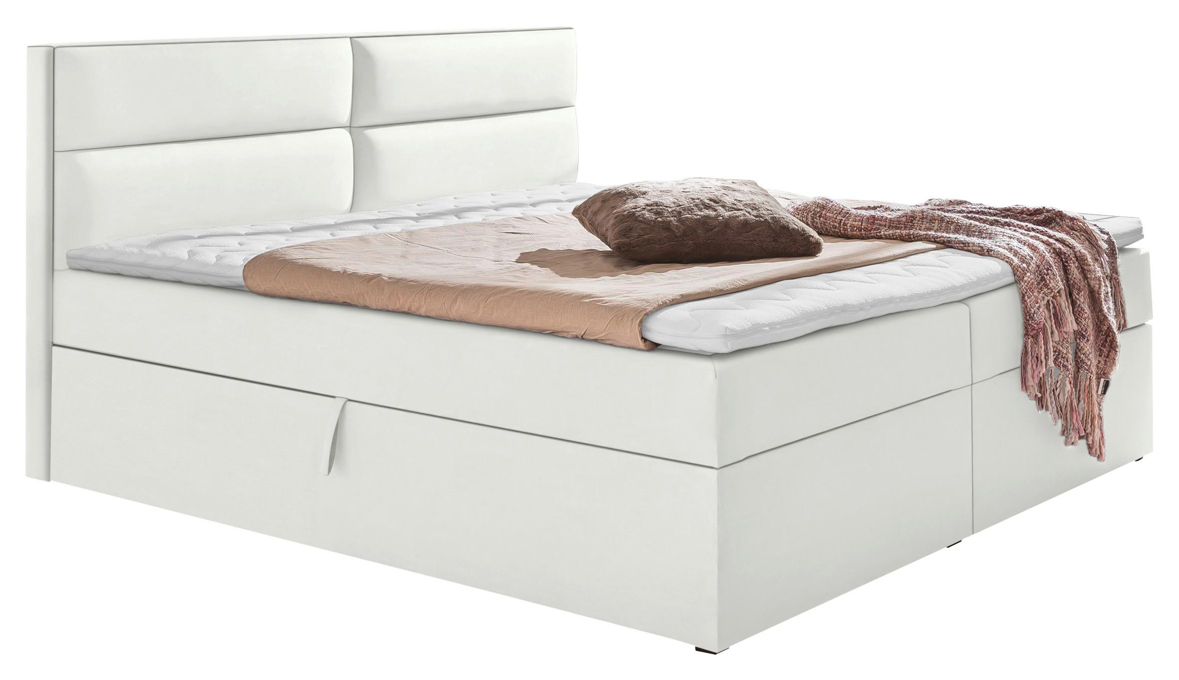 Boxspringbett mit Topper + Bettkasten 180x200cm Mercura - Weiß, MODERN, Holzwerkstoff/Textil (180/200cm) - MID.YOU