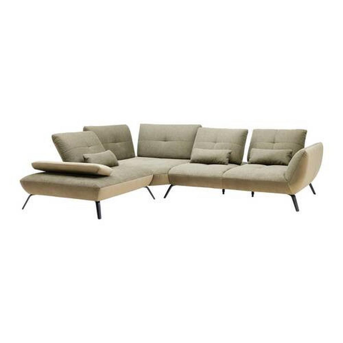 TRENDY, levá, olivově zelená s 3 bederními polštáři - černá/olivově zelená, Moderní, kov/kompozitní dřevo (250/310cm) - Premium Living