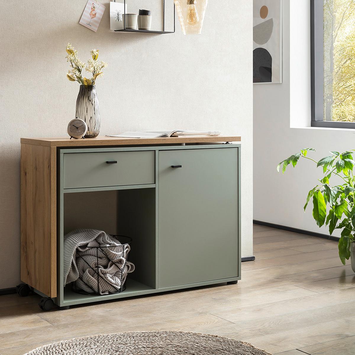 Schreibtisch Tiny Working Eichefarben/grün B: 104,6 Cm - Eichefarben/Grün, MODERN, Holzwerkstoff/Kunststoff (104,6/75,3/39cm) - MID.YOU