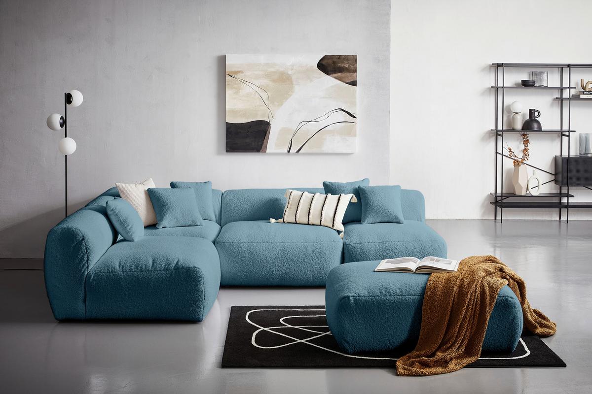 Modul Sofa Bloom 2er-sofa B: 100 Cm Blau - Blau, Trend, Textil (100/70/122cm) - Livetastic