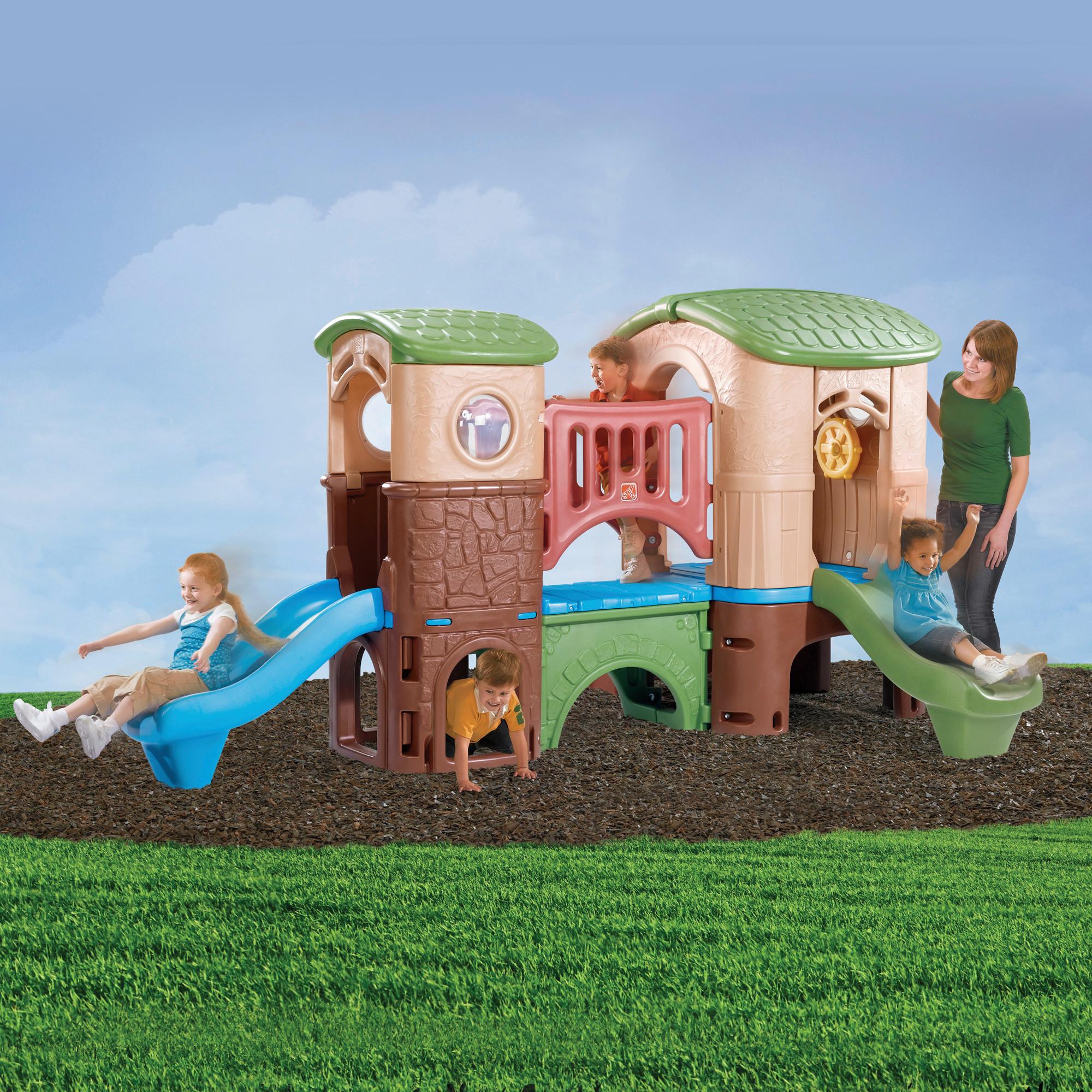 Spielturm Blau/Grün H: 177,8 cm 2-teilig - Blau/Grün, Basics, Kunststoff (348/177,8/232,4cm) - Ambia Garden