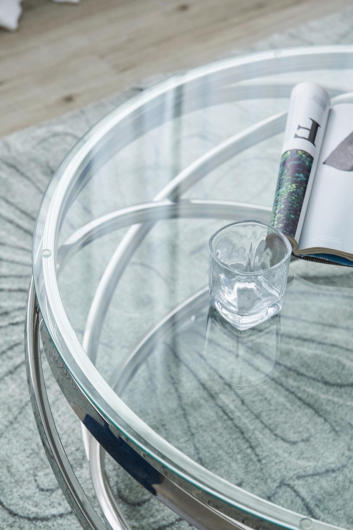Couchtisch Silberfarben L: 80 cm - Klar/Silberfarben, Design, Glas/Metall (80/80/42cm) - Livetastic