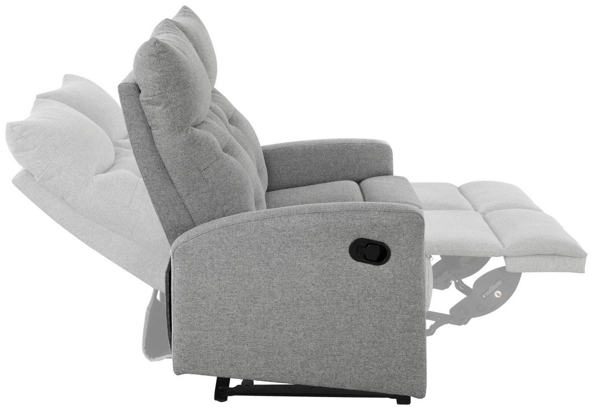 Sitzgarnitur 3-tlg. Nuvia Mit Relaxfunktion Grau - Schwarz/Grau, Design, Textil - Livetastic