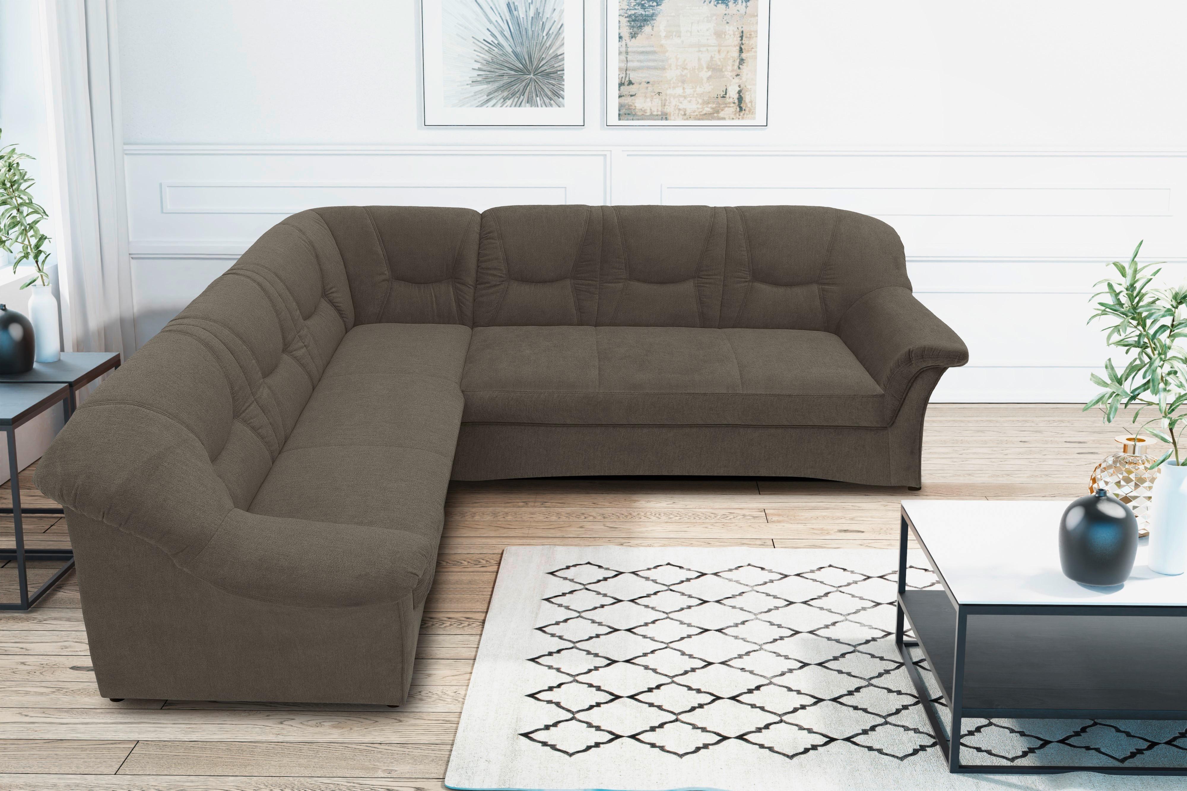 Ecksofa Sarafina Greige Mikrofaser - Greige/Schwarz, KONVENTIONELL, Textil (190/240cm) - MID.YOU