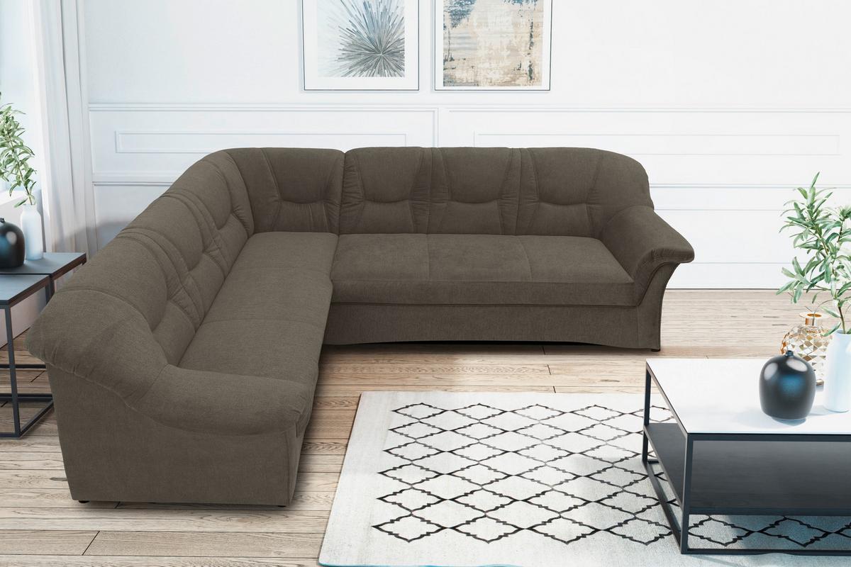 Ecksofa Sarafina Greige Mikrofaser - Greige/Schwarz, KONVENTIONELL, Textil (190/240cm) - MID.YOU