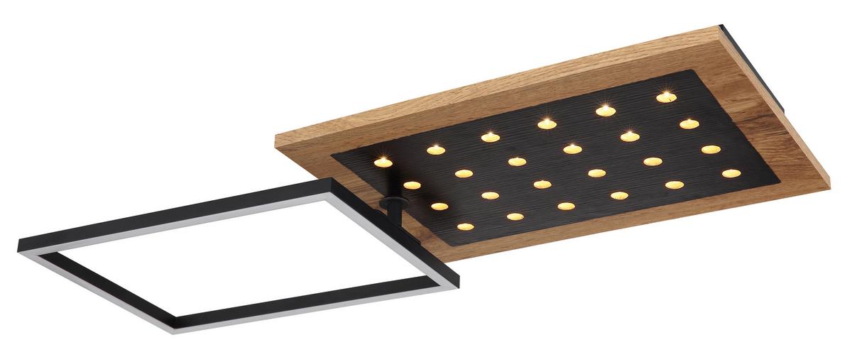 Led-deckenleuchte 67267-24 - Dunkelbraun/Opal, Natur, Holzwerkstoff/Kunststoff (63,5/27/8,5cm) - Globo