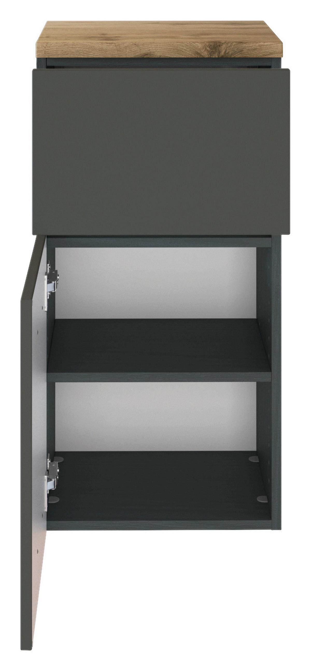 Unterschrank Mit Türdämpfer Pienza B: 40 Cm, Graphitfarben - Eichefarben/Silberfarben, Basics, Holzwerkstoff (40/79/35cm) - Held
