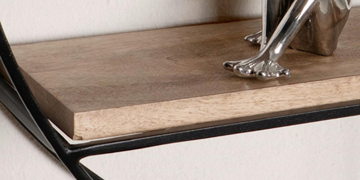 Wandregal Metall, Mangoholz D: 70 Cm - Schwarz, Design, Holz/Metall (70/70/18cm) - MID.YOU