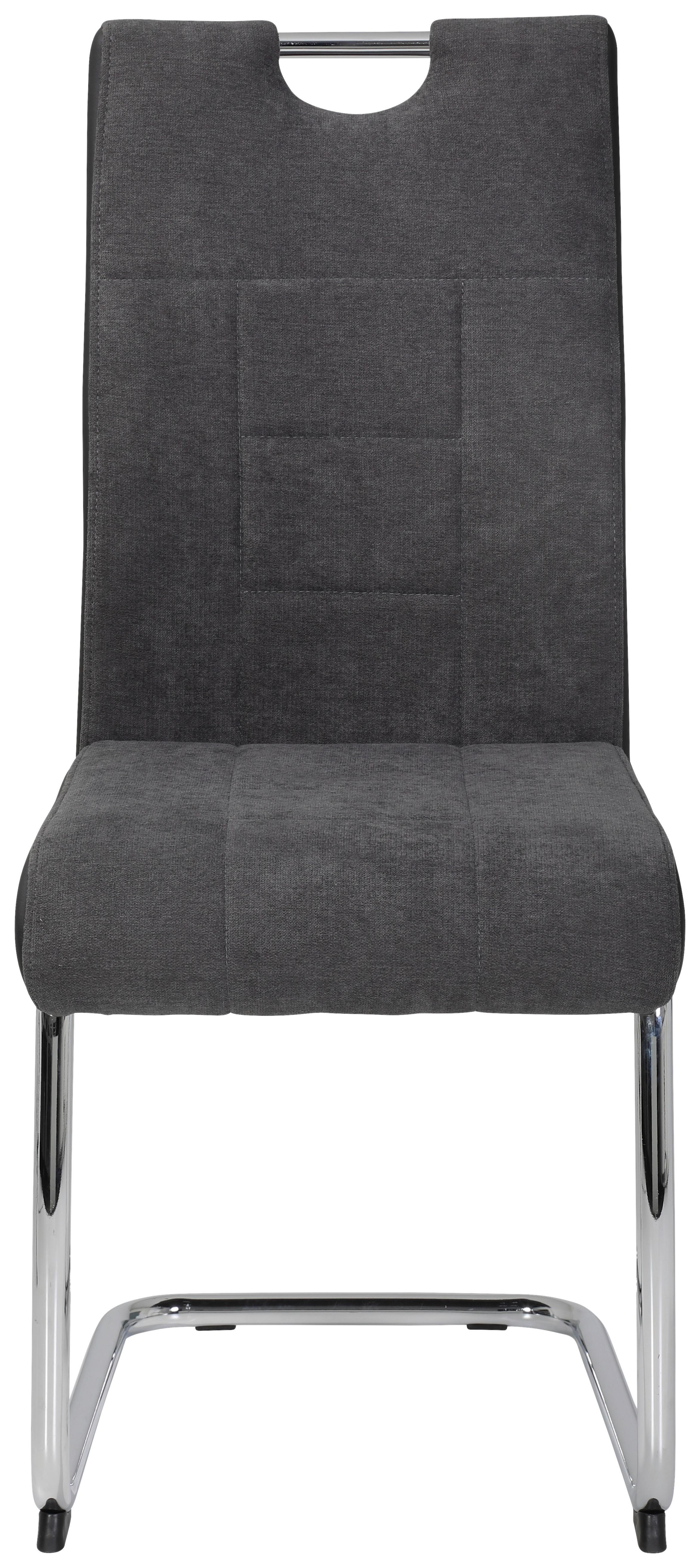 Schwingstuhl Alina S Anthrazit Gepolstert 4er-Set - Chromfarben/Anthrazit, MODERN, Textil/Metall (43/98/59cm) - MID.YOU