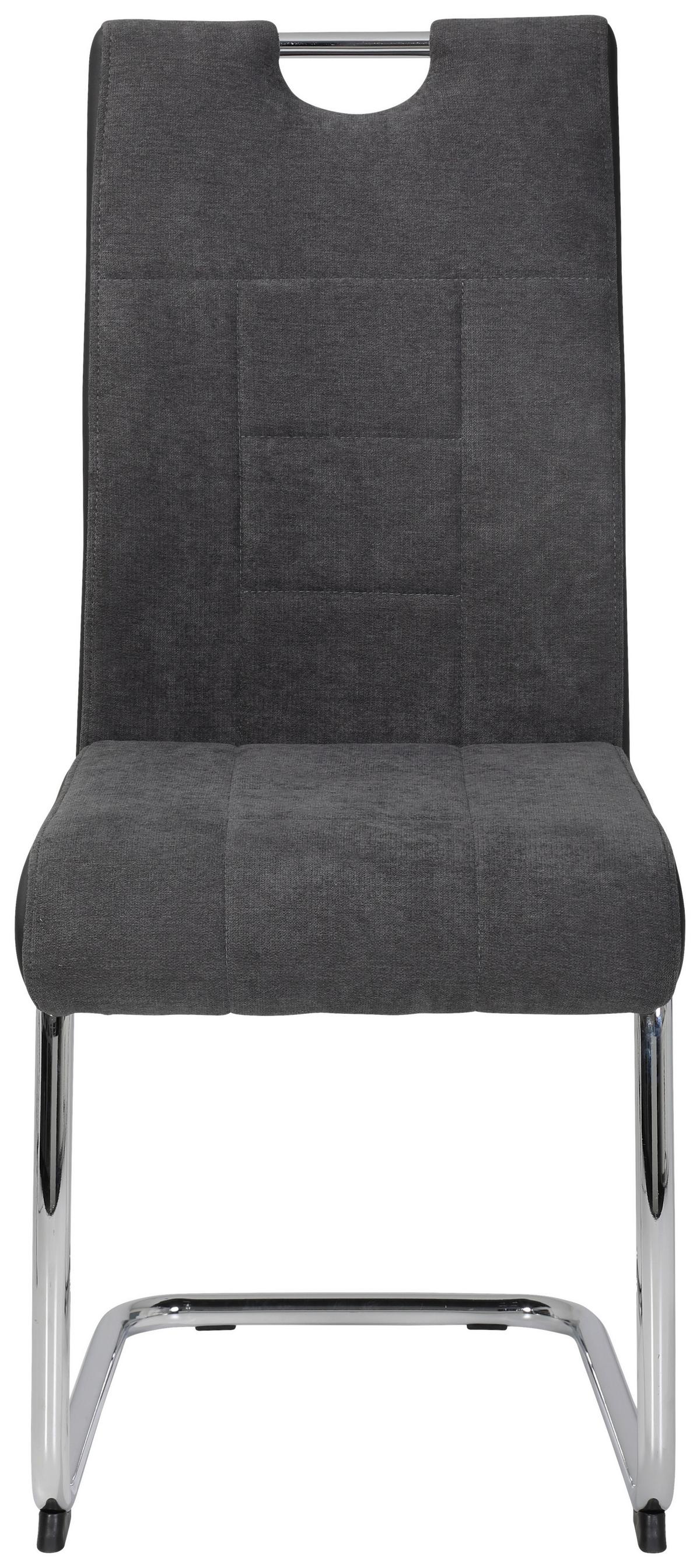 Schwingstuhl Alina S Anthrazit Gepolstert 4er-Set - Chromfarben/Anthrazit, MODERN, Textil/Metall (43/98/59cm) - MID.YOU