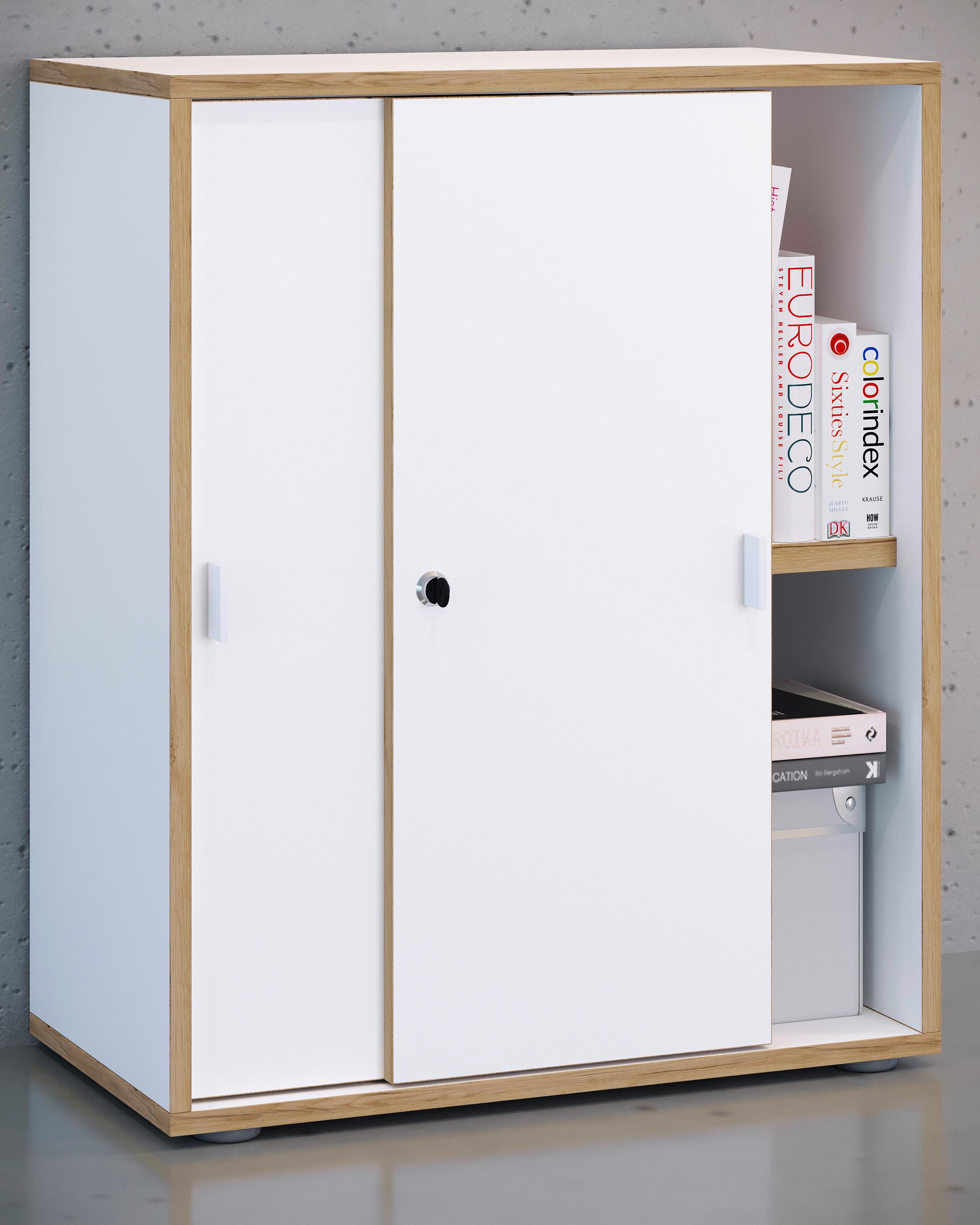 Aktenschrank Salia Weiß, Honigeiche B: 60 cm - Honigeiche/Weiß, Design, Holzwerkstoff (60/74/33cm) - MID.YOU