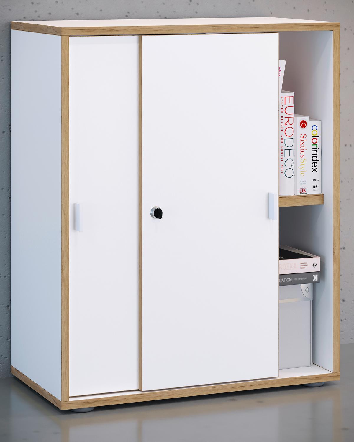 Aktenschrank Salia Weiß, Honigeiche B: 60 cm - Honigeiche/Weiß, Design, Holzwerkstoff (60/74/33cm) - MID.YOU