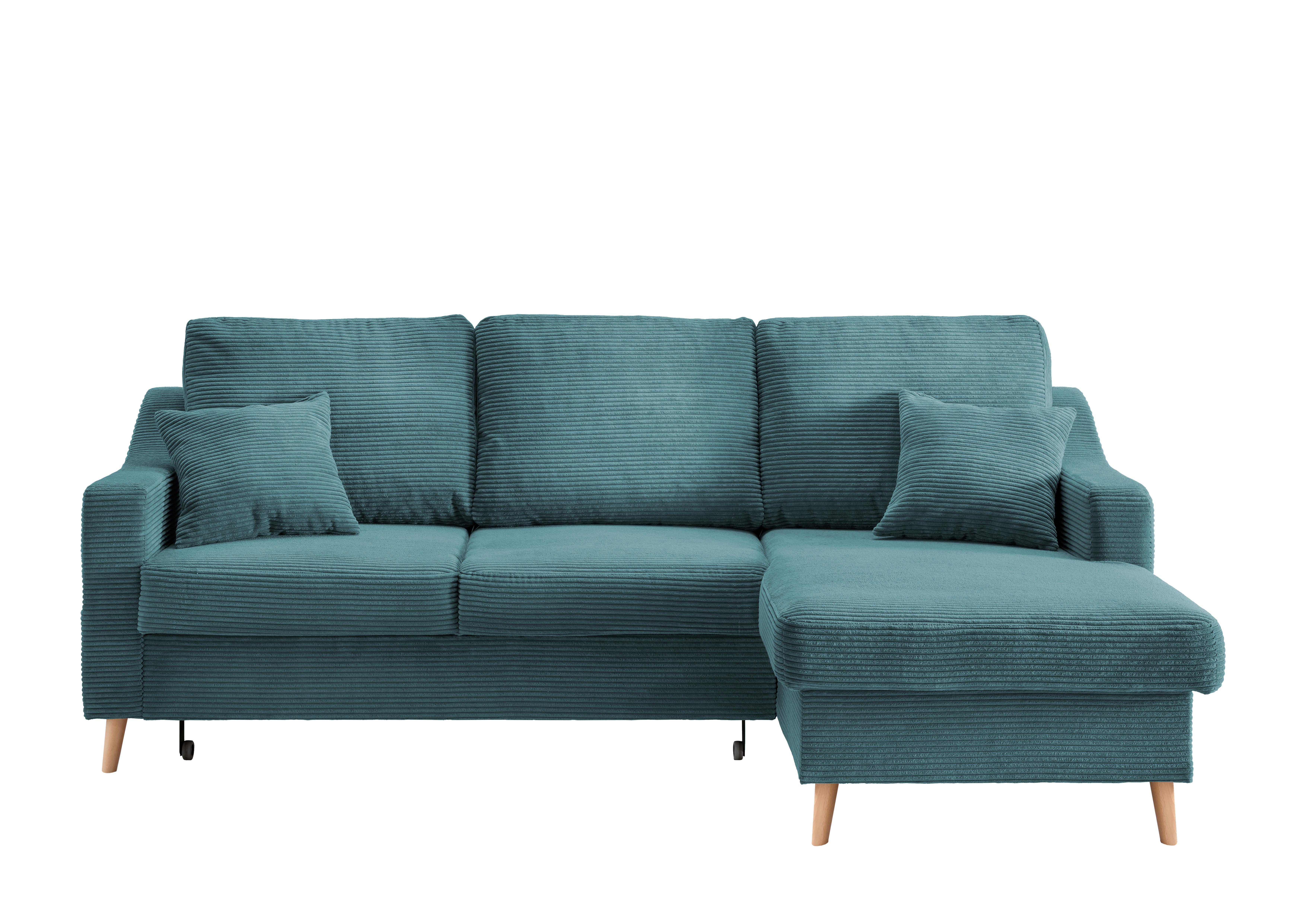 Ecksofa mit Schlaffunktion Valentina Petrol - Petrol/Naturfarben, Design, Textil (228/150cm) - P & B
