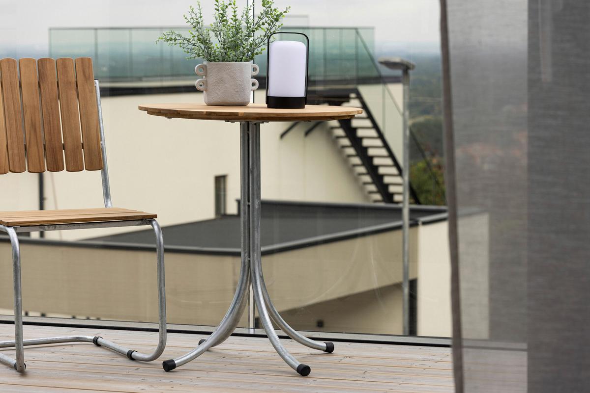 Gartentisch Holmsund - Silberfarben/Teakfarben, KONVENTIONELL, Holz/Metall (65/65/75cm) - Gardenson