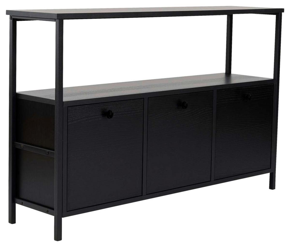 KOMMODE Schwarz B: 120cm - Schwarz, MODERN, Holzwerkstoff (120/77/30cm)