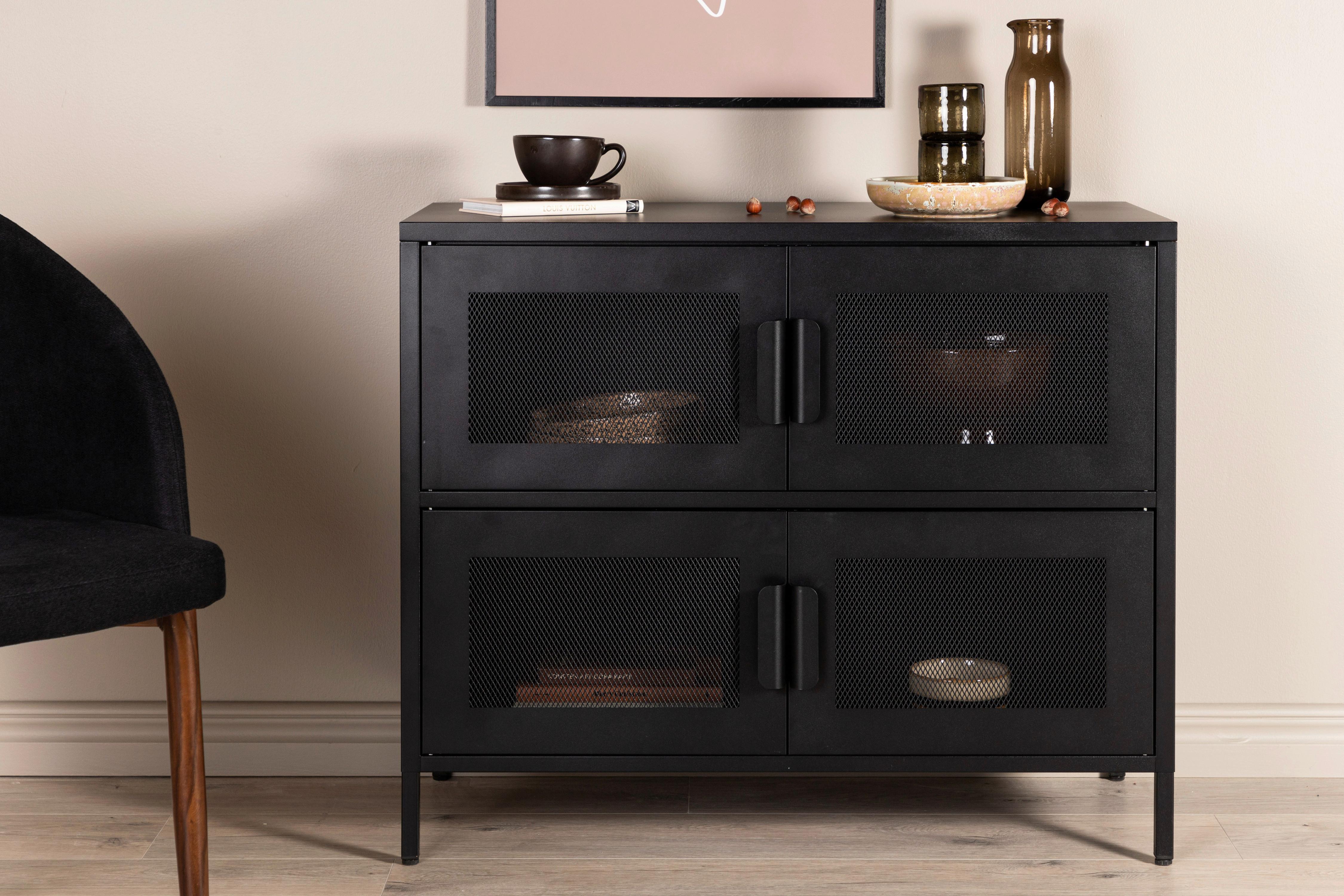 Sideboard Nett - Schwarz, Design, Metall (90/75/40cm) - Livetastic