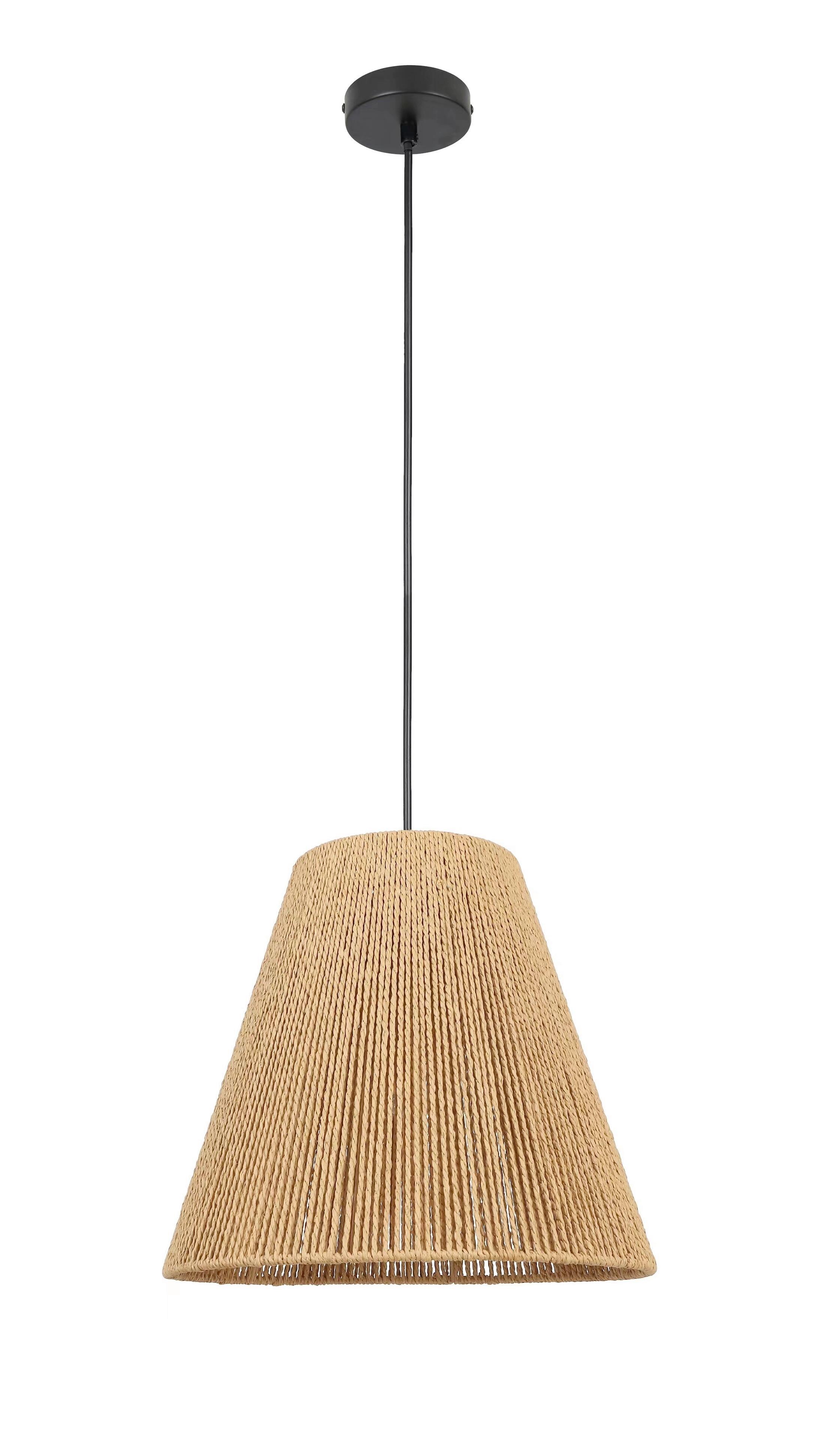 Hängeleuchte Nevenka H: 120 cm 1-Flammig - Schwarz/Naturfarben, ROMANTIK / LANDHAUS, Papier/Metall (30/120cm) - James Wood