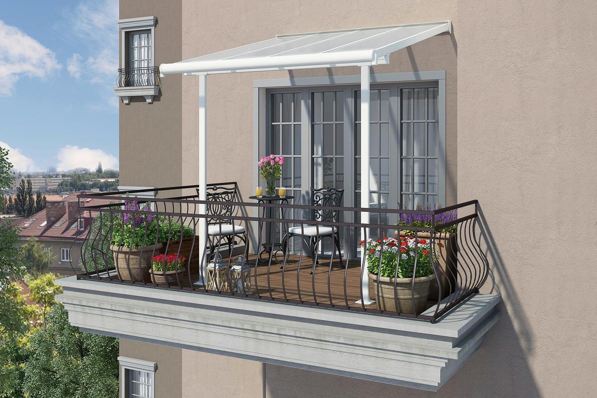 Terrassenüberdachung Palram Sierra 230x230 cm Weiß - Weiß, Basics, Metall (230/257/230cm)