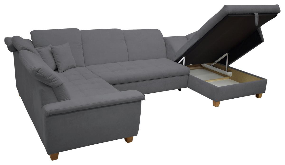 Wohnlandschaft Franzi Mit Schlaffunktion Dunkelgrau - Eichefarben/Dunkelgrau, KONVENTIONELL, Textil (214/352/170cm) - MID.YOU
