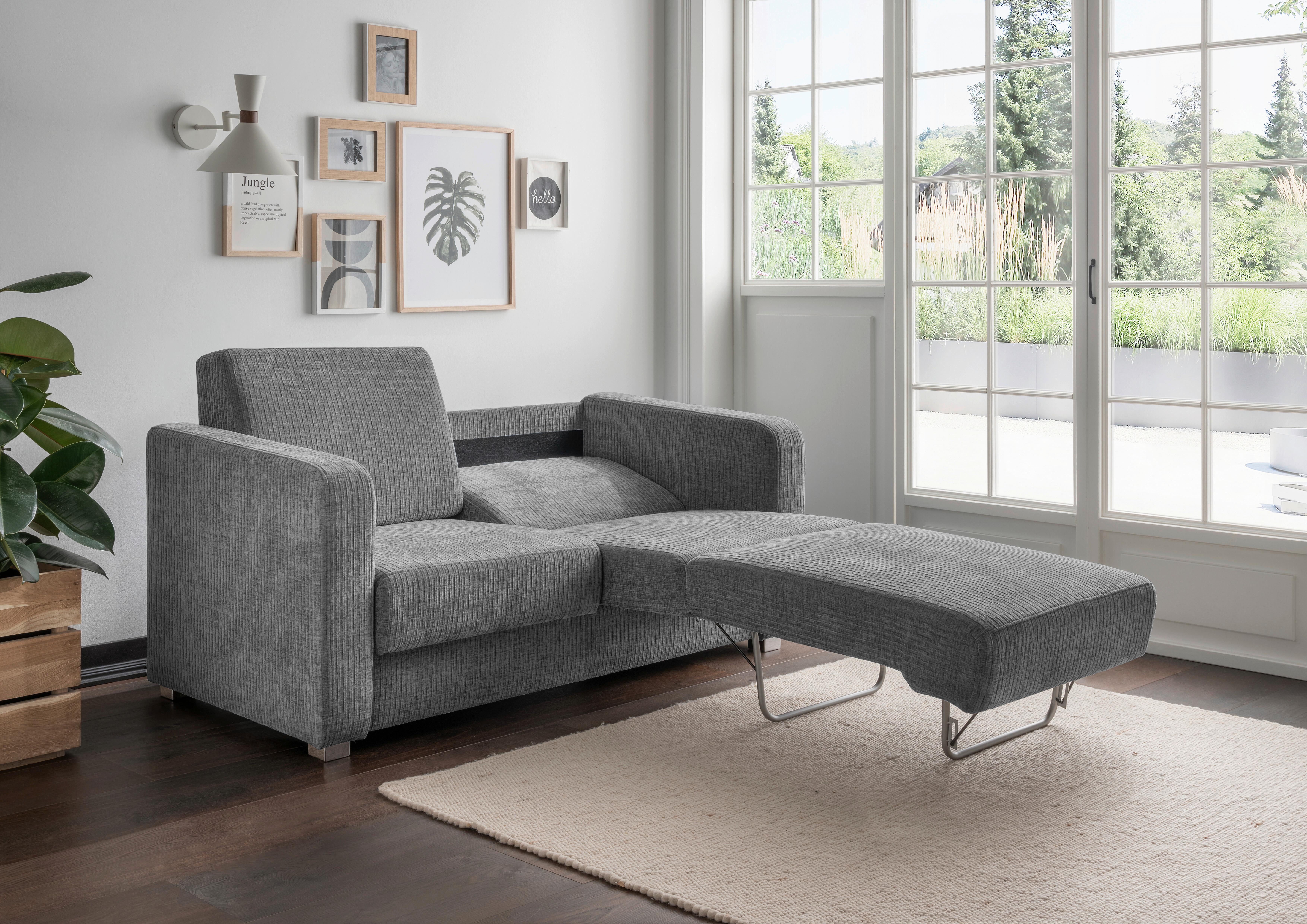 Schlafsofa Mia Mikrofaser Grau, B: 159 cm - Chromfarben/Grau, Basics, Textil (159/88/87cm) - Livetastic
