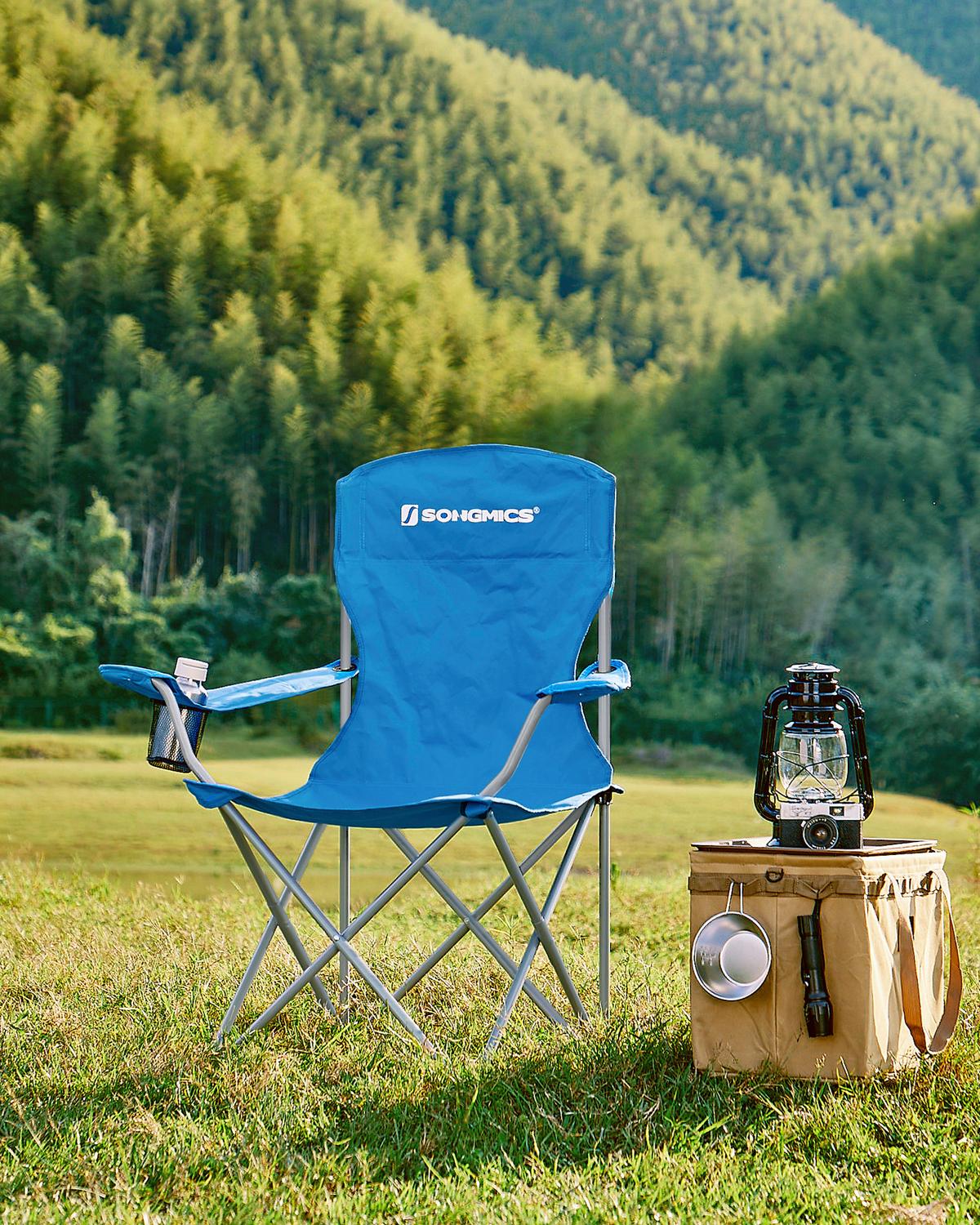 Campingsessel 2-tlg. Set, Inkl. Tragetasche, B: 86 Cm - Blau/Silberfarben, Basics, Textil/Metall (86/97/54cm) - Modante