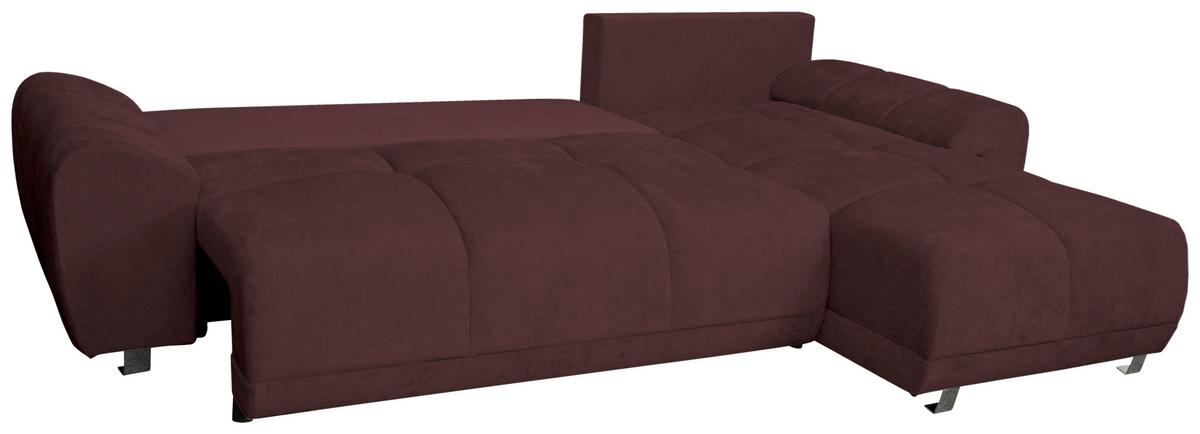 ECKSCHLAFSOFA Ramon, Dunkelrot S: 296x182 cm - Chromfarben/Beige, Trend, Textil (296/182cm)