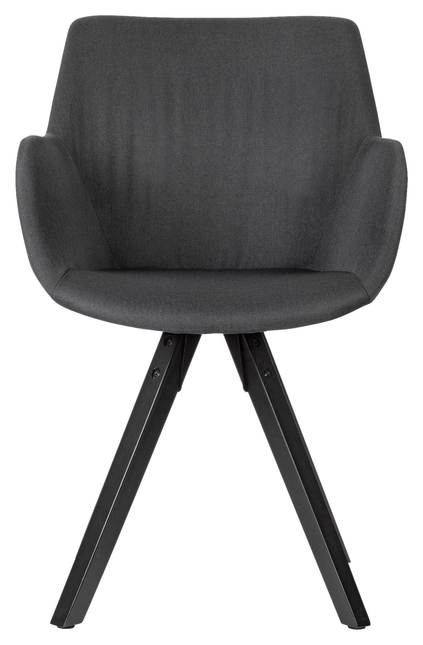 Jídelní židle s područkami černá 2ks/sada - černá, Moderní, dřevo/textil (54/85/58cm) - MID.YOU