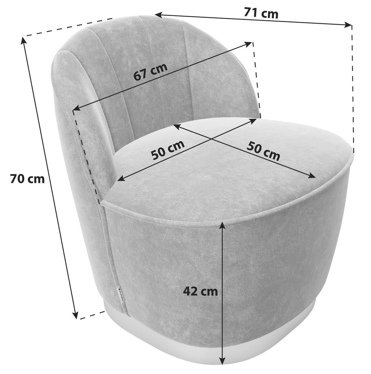 Polstersessel Stella Blau Mit Samtbezug - Blau, KONVENTIONELL, Textil (67/70/71cm) - Playboy