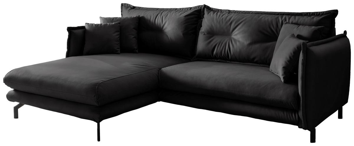 Ecksofa Lava Schwarz S: 180x255cm - Schwarz, MODERN, Textil (180/255cm) - Livetastic