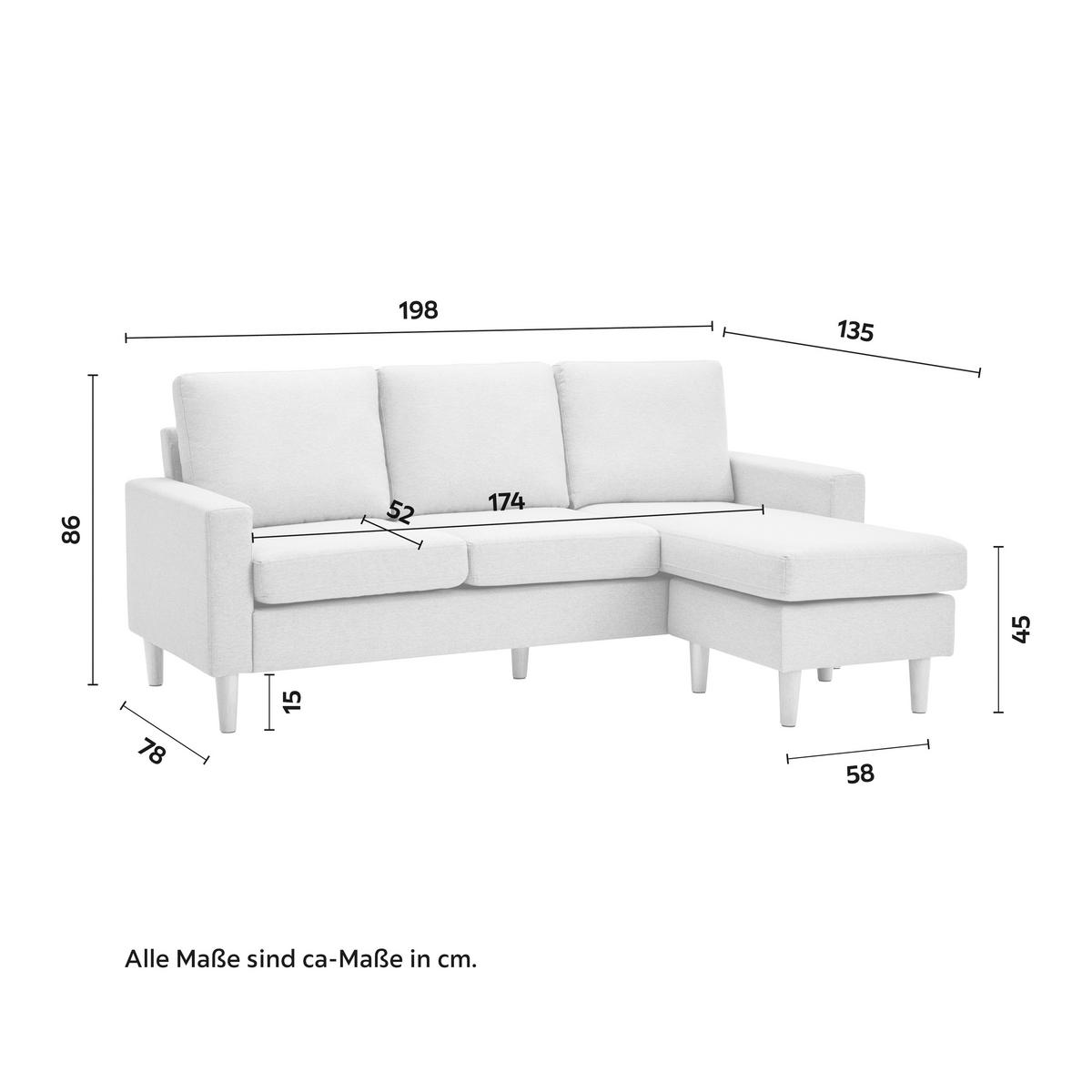 Sivá pohovka Noemie - prírodná farba/svetlosivá, Modern, drevo/textil (198/86/78-135cm) - Bessagi Home