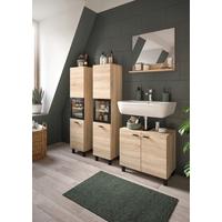 Badezimmer Boston Sonoma Eiche Dekor - Schwarz/Sonoma Eiche, MODERN, Glas/Holzwerkstoff (117cm) - MID.YOU