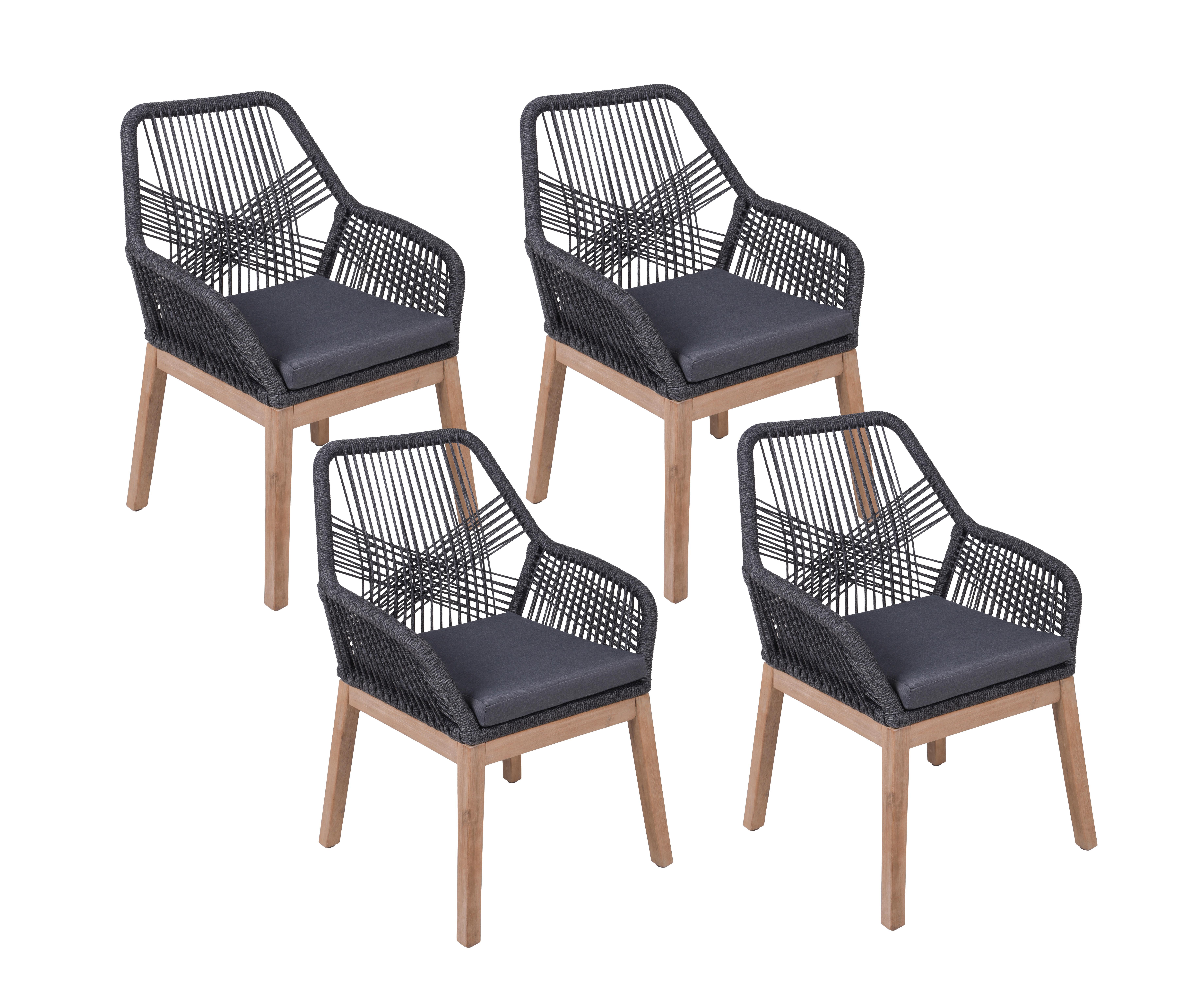 Gartenstuhl-Set Pomona - Braun/Grau, Basics, Holz/Textil (60/84/68cm) - Gardenson