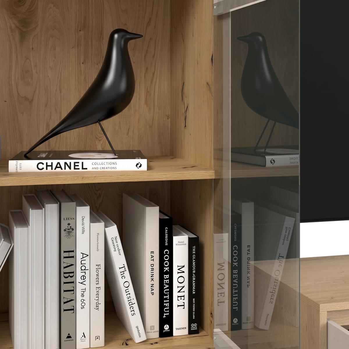 Wohnwand Caneva Eiche Artisan/Kaschmir B:267cm - Kaschmir/Eiche Artisan, MODERN, Glas/Holzwerkstoff (267,5/135/40cm) - Modern Living
