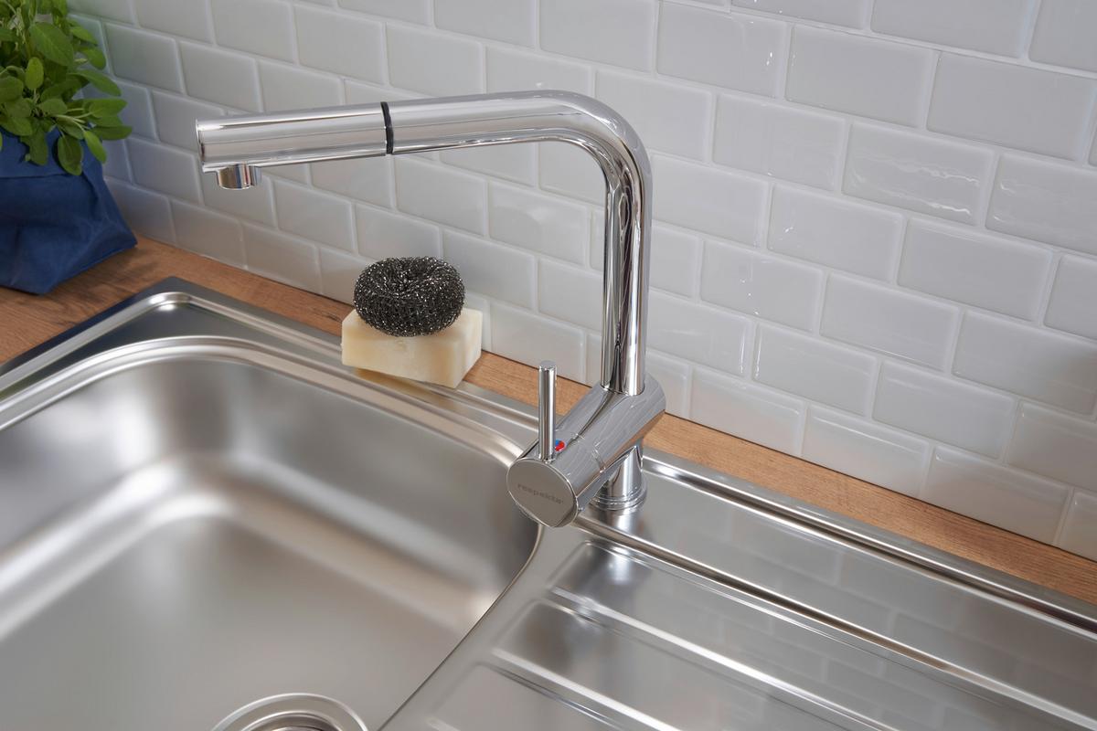 Spüle Respekta Edelstahl Bxt: 86x50 Cm - Edelstahlfarben, Trend, Metall (86/17,5/50cm) - Respekta