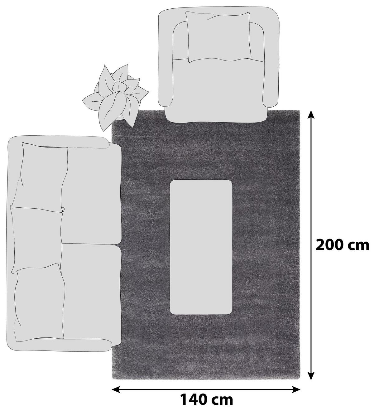 Hochflorteppich Dunkelgrau Bellevue 140x200 Cm - Dunkelgrau, Basics, Textil (140/200cm) - Novel