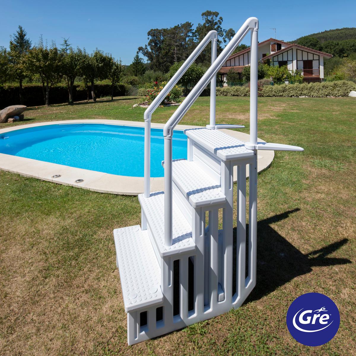 Poolleiter Leiter - Weiß, KONVENTIONELL, Kunststoff (92/206/80cm) - Gre