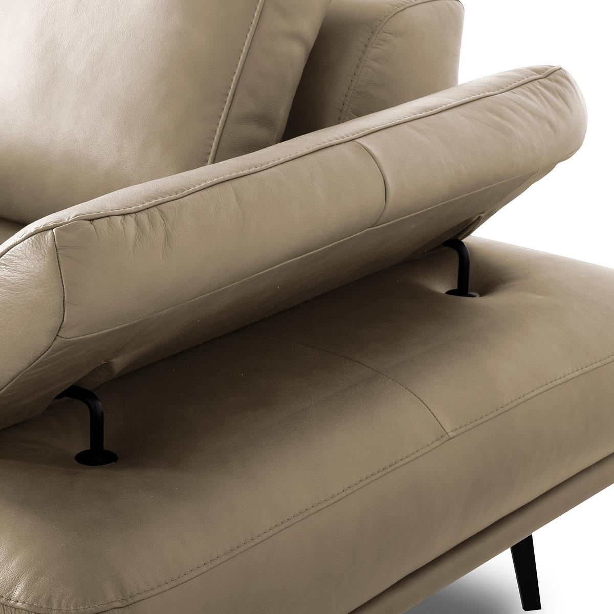 Ecksofa Como Echtleder Creme 237x306 - Creme/Schwarz, Design, Leder (237/306cm) - Livetastic