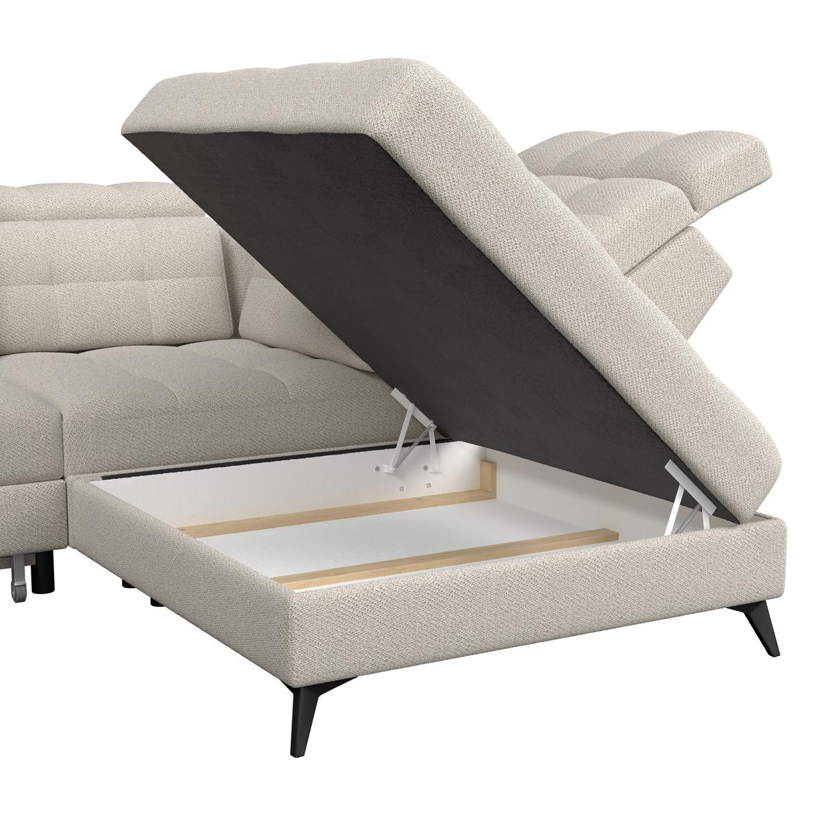 Ecksofa Barletta New Velours Greige, 289x228cm - Greige/Schwarz, ROMANTIK / LANDHAUS, Textil (289/228cm) - Luca Bessoni