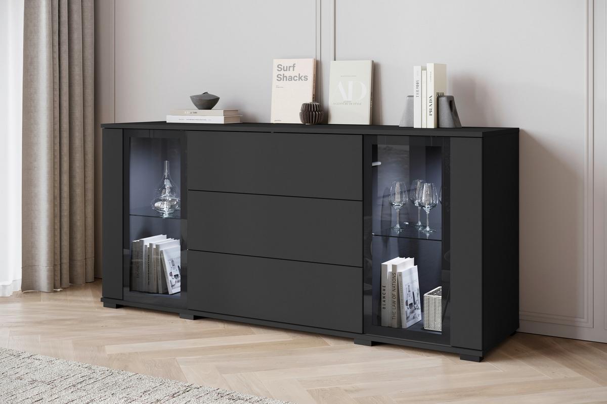 ŠIROKÁ KOMODA CARO 150 - čierna, Design, kompozitné drevo/plast (150/69,7/39,5cm) - Livetastic
