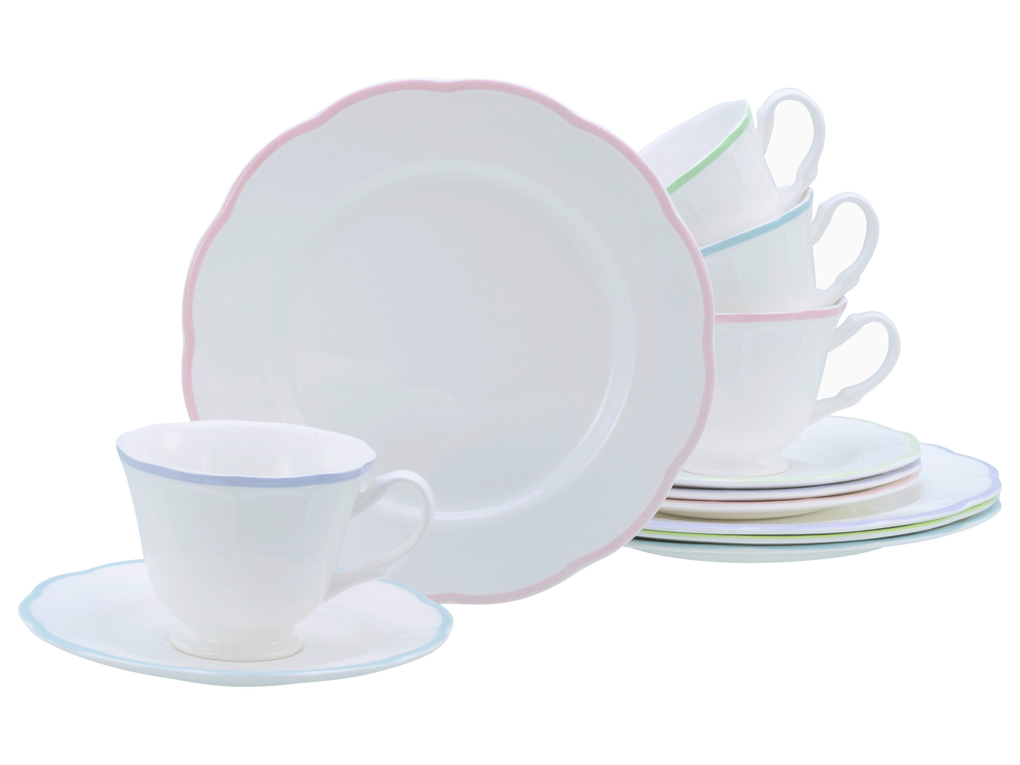 Kaffeeservice 12-teilig. Steingut, multicolor