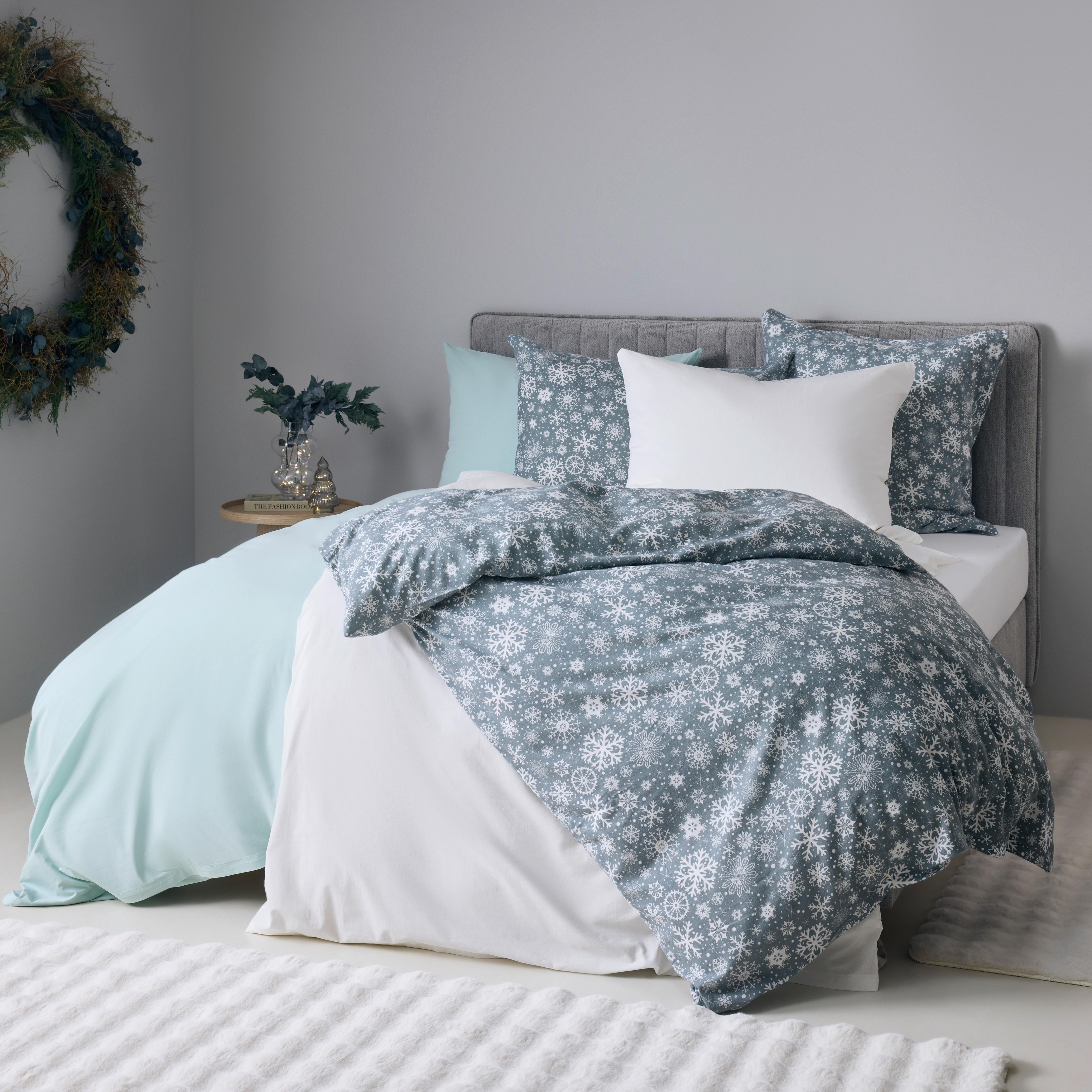 POSTEĽNÁ BIELIZEŇ ICE CRYSTAL - biela/mätovozelená, textil (140/200cm) - Mömax