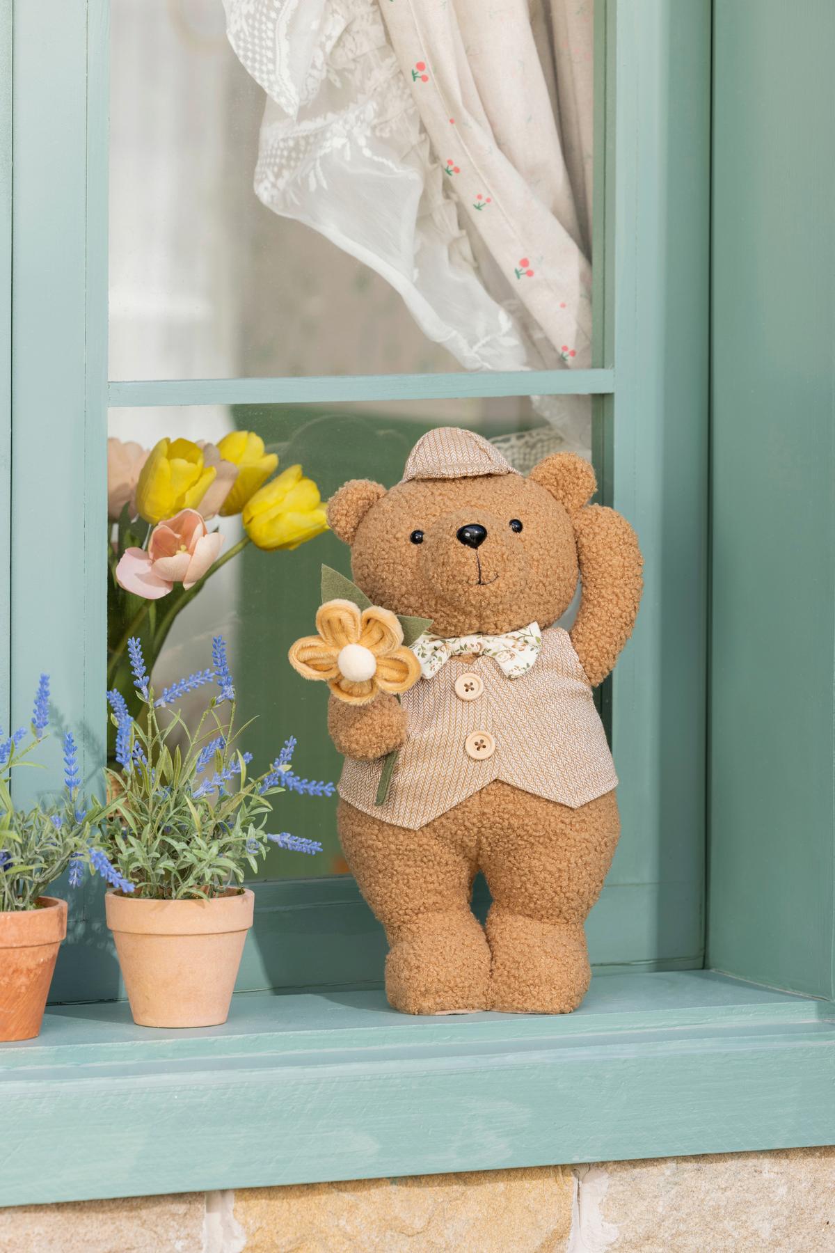 Dekobär Puuh - Braun/Grau, KONVENTIONELL, Holz/Kunststoff - Luca Bessoni