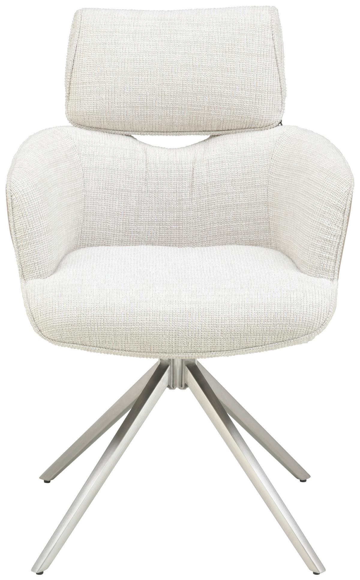 Armlehnstuhl Blake Beige, Sitzfl. 360° Drehbar - Taupe/Edelstahlfarben, KONVENTIONELL, Textil/Metall (59,5/90,5/64,5cm) - Livetastic
