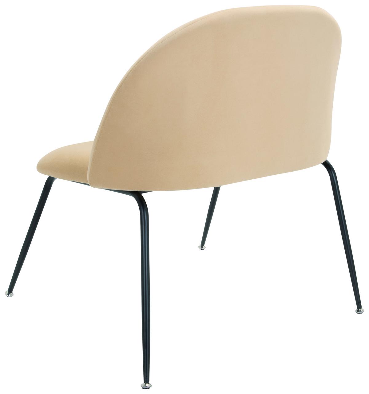 Besucherstuhl Velvo Samt Beige Bis 120 Kg - Beige/Schwarz, Basics, Textil/Metall (72/80/65cm) - MID.YOU