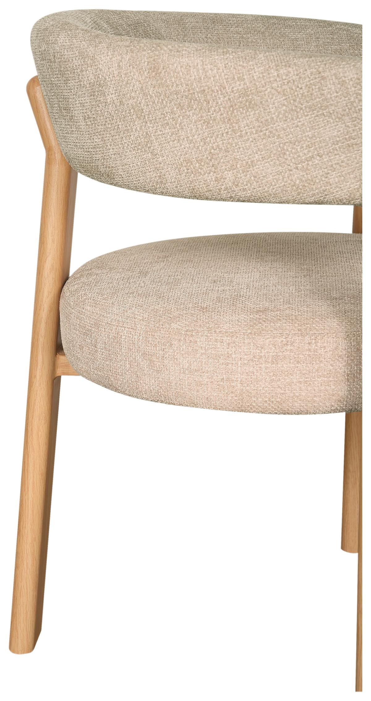 Armlehnstuhl Granada Beige B: 62 cm - Eichefarben/Beige, MODERN, Textil/Metall (62/74/56,5cm) - Livetastic