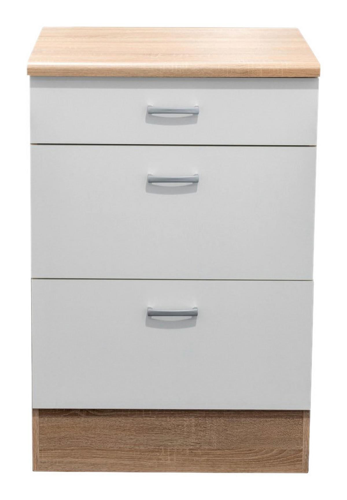 Spodná skrinka so zásuvkami šírka/výška: 60/90 cm - biela/farba duba, Basics, kompozitné drevo/plast (60/90/60cm) - MID.YOU